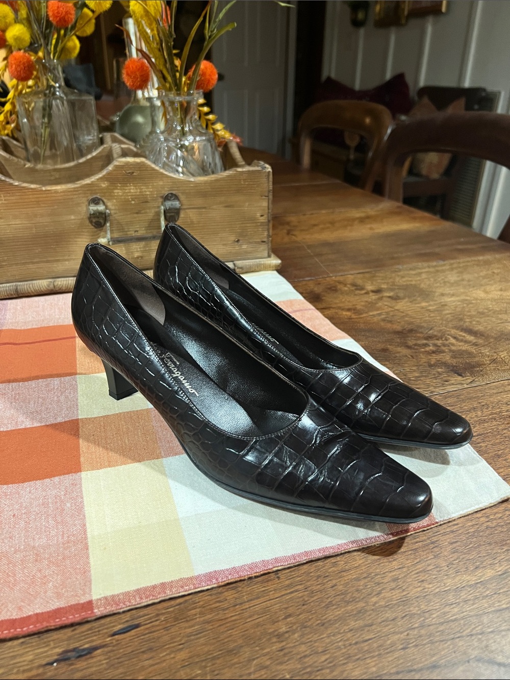 Salvatore Ferragamo Croc-Embossed Pumps